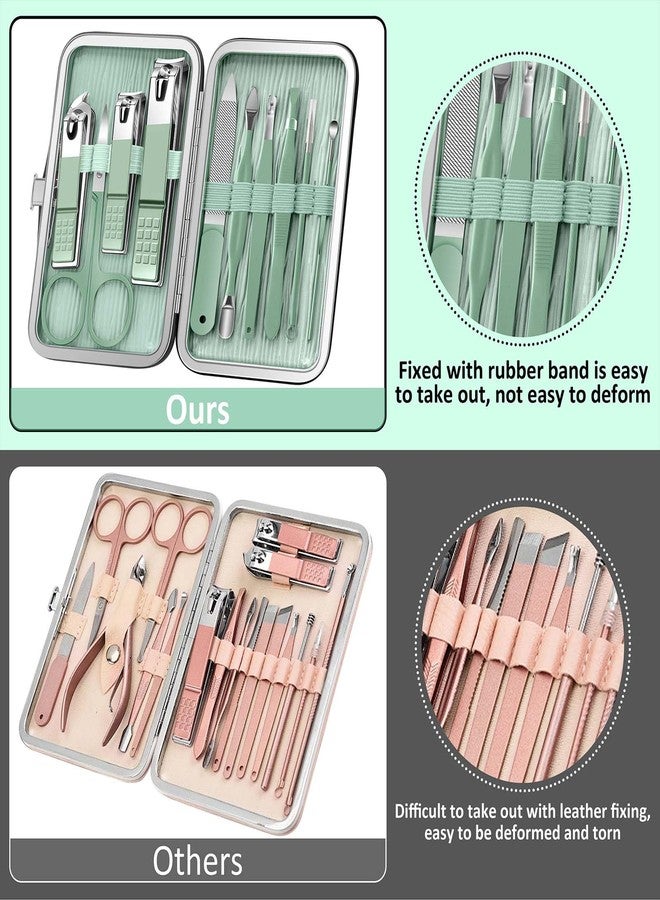 BLESWIN 10-Piece Nail Clipper Manicure Set, Professional Small Nail Care Kit , Nail Clipper Set for Women Men, Ladies Compact Manicure Tools in Case Green Leather Nail Care Gift Set. - Image 5